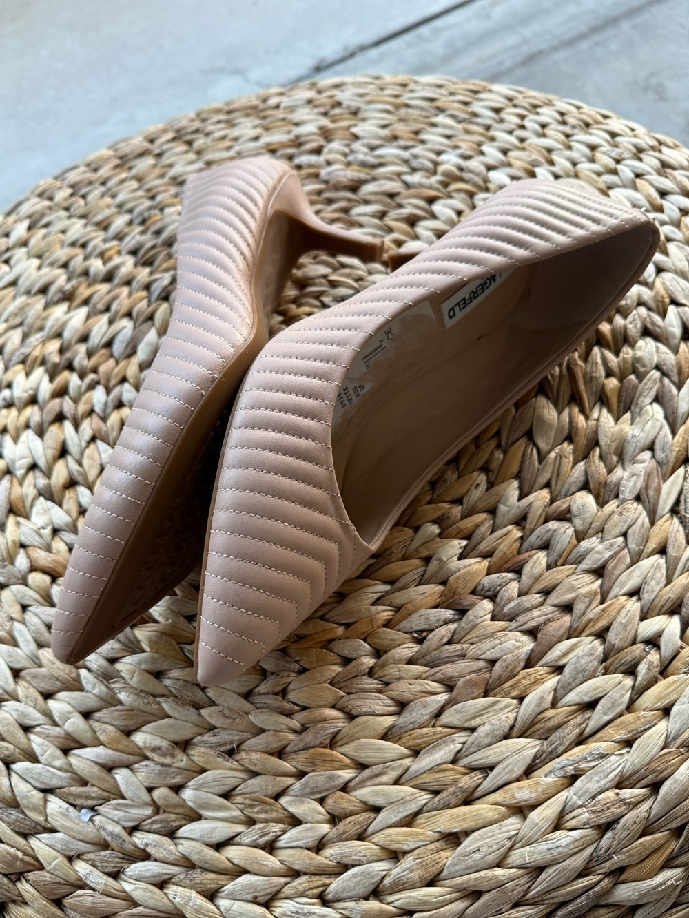 Karl Lagerfeld Quilted Pointed Toe Flats in Nude - Picture 7 of 7